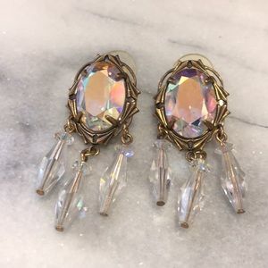 Vintage Aurora Borealis Crystal Earrings-Boutique